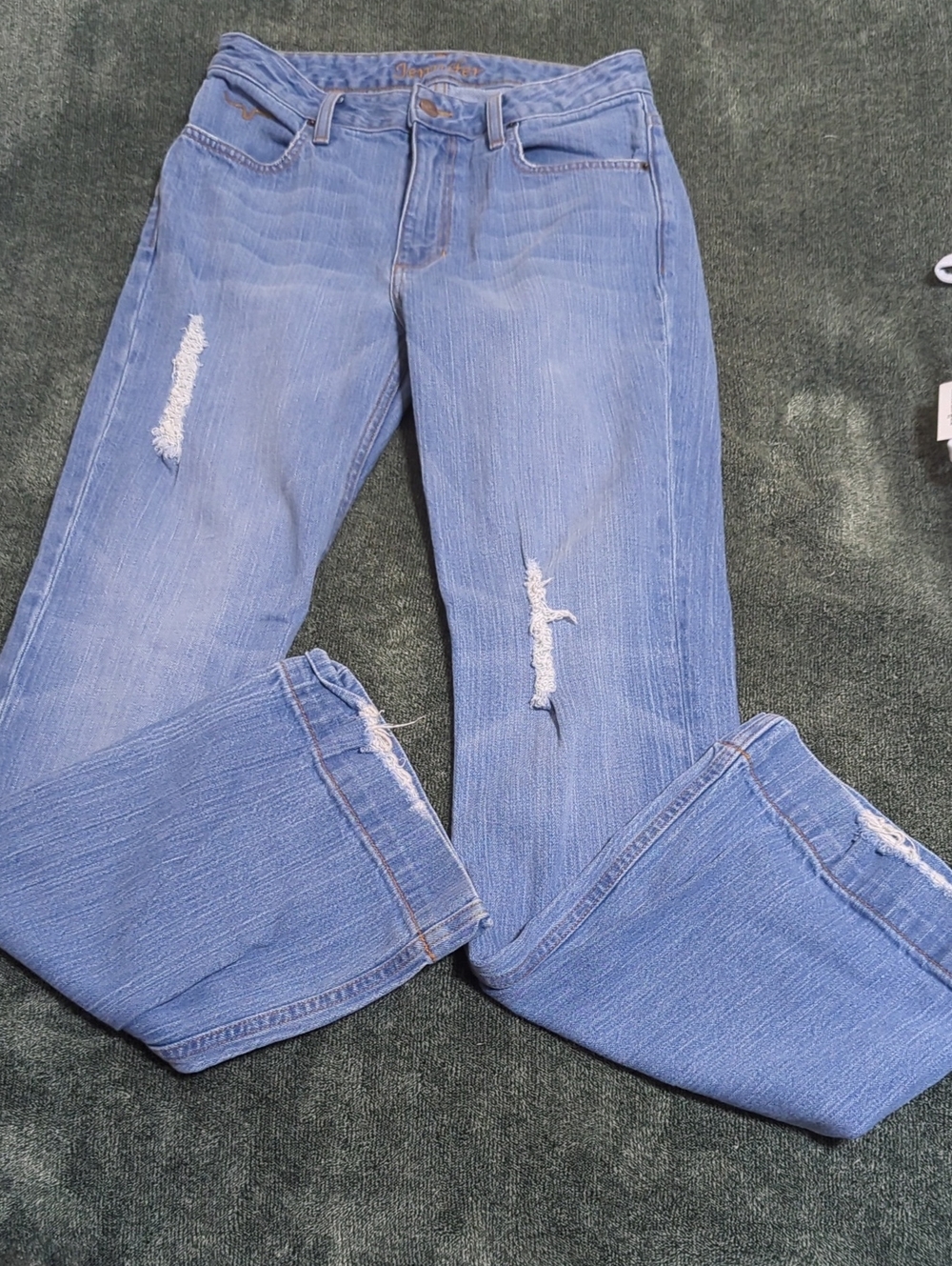 Kimes Ranch Jennifer  Light Blue Distressed Bootcut Jeans